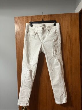 LOFT White High-Rise Skinny Crop Jeans